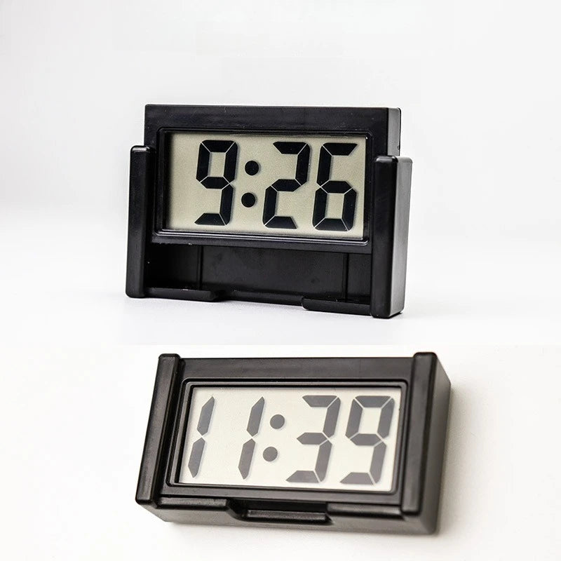 Mini Digital Clock for Car Dashboard, Battery Operated & Clear LCD Screen Time Display, Small Digital Clock