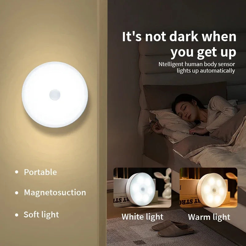 Motion Sensor LED Night Light USB Rechargeable Night Lamp For Kitchen Cabinet Wardrobe Lamp Staircase Wireless Closet Light