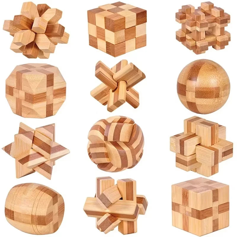 Wooden Kong Ming Lock Lu Ban Lock IQ Brain Teaser Educational Toy for Kids Children Montessori 3D Puzzles Game Unlock Toys Adult