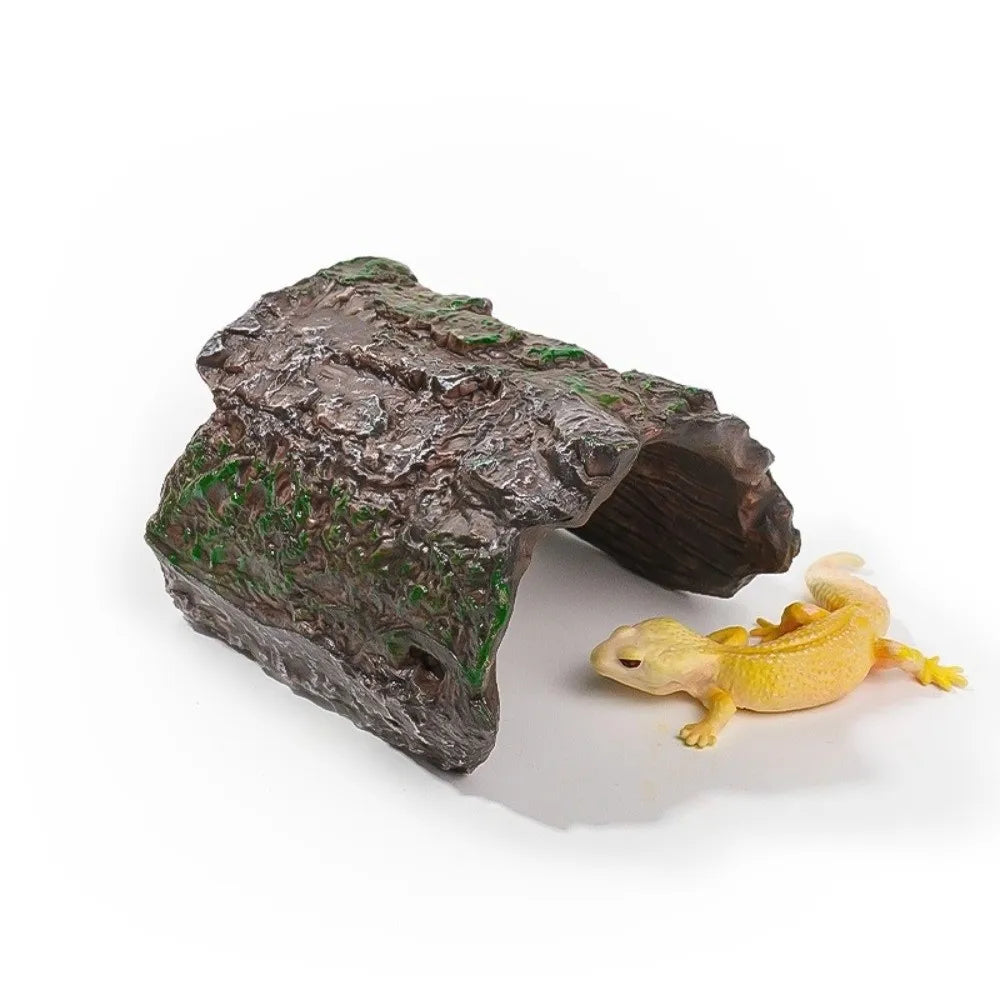 Simulation Reptile Hideout Hollow Escape Cave Lizard Hideaway Shelter PVC Bark Texture Turtle Tank Ornaments Pet Breeding