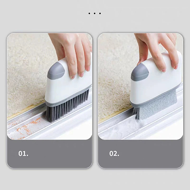 2 In1 Window Track Cleaning Brush Sliding Door Groove Cleaner Pet Hair Remover Multifunctional Home Kitchen Cleaning Accessories