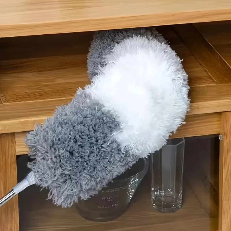 Duster with Extension Rod, Retractable Dust Brush, Microfiber Dust Brush, Reusable, Washable Ceiling Cleaning Tool