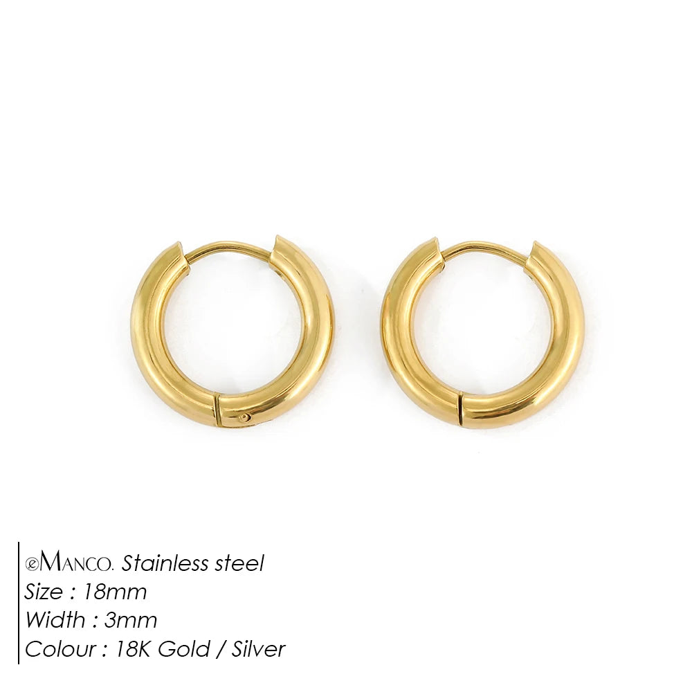 EMANCO Fashion Gold Size Circle Earrings Women's Jewelry Accessories Classic Stainless Steel Earrings Wholesale