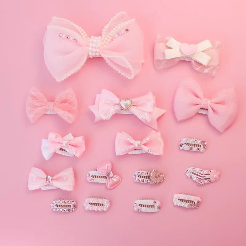 Pet Handmade BB Clip Hair Clip Long Haired Cat Bow Headband Malzis Dog Pink Heart Decoration Dog Accessories for Small Dogs