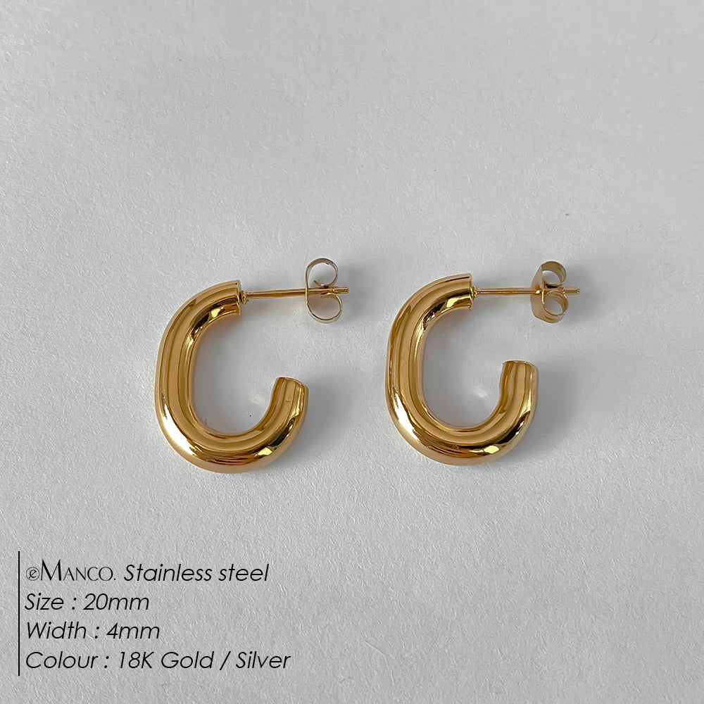 EMANCO Fashion Gold Size Circle Earrings Women's Jewelry Accessories Classic Stainless Steel Earrings Wholesale