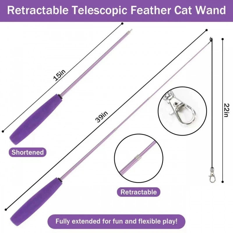 Kitten Toys Variety Pack Funny Cat Stick Scalable Cat Pole Plush Toy Feather Replacement Head Interactive Fun Pet Supplies