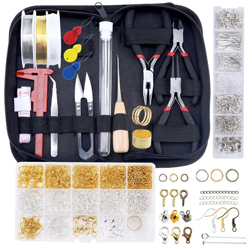 Jewelry Making Supplies Kit with Jewelry Tools Open Jump Rings Lobster Clasps Crimp Beads Earring Hooks Accessories for Jewelry