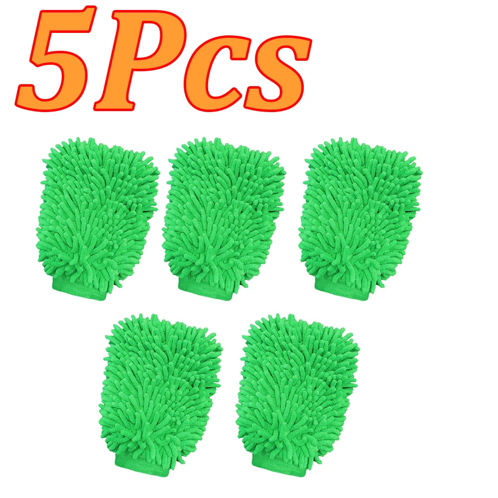 1-10Pcs Double Sided Chenille Auto Gloves Microfiber Cleaning Gloves Cleaning Windows Car Wash Kit for Cleaning Cars, Trucks