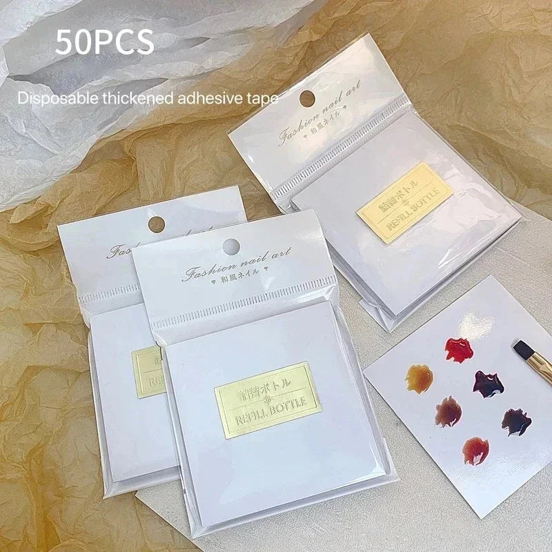 Disposable Nail Tinting Palettes 50pcs, Tearable Glue Paper, Nail Polish Color Mixing Tray, Waterproof Display Board
