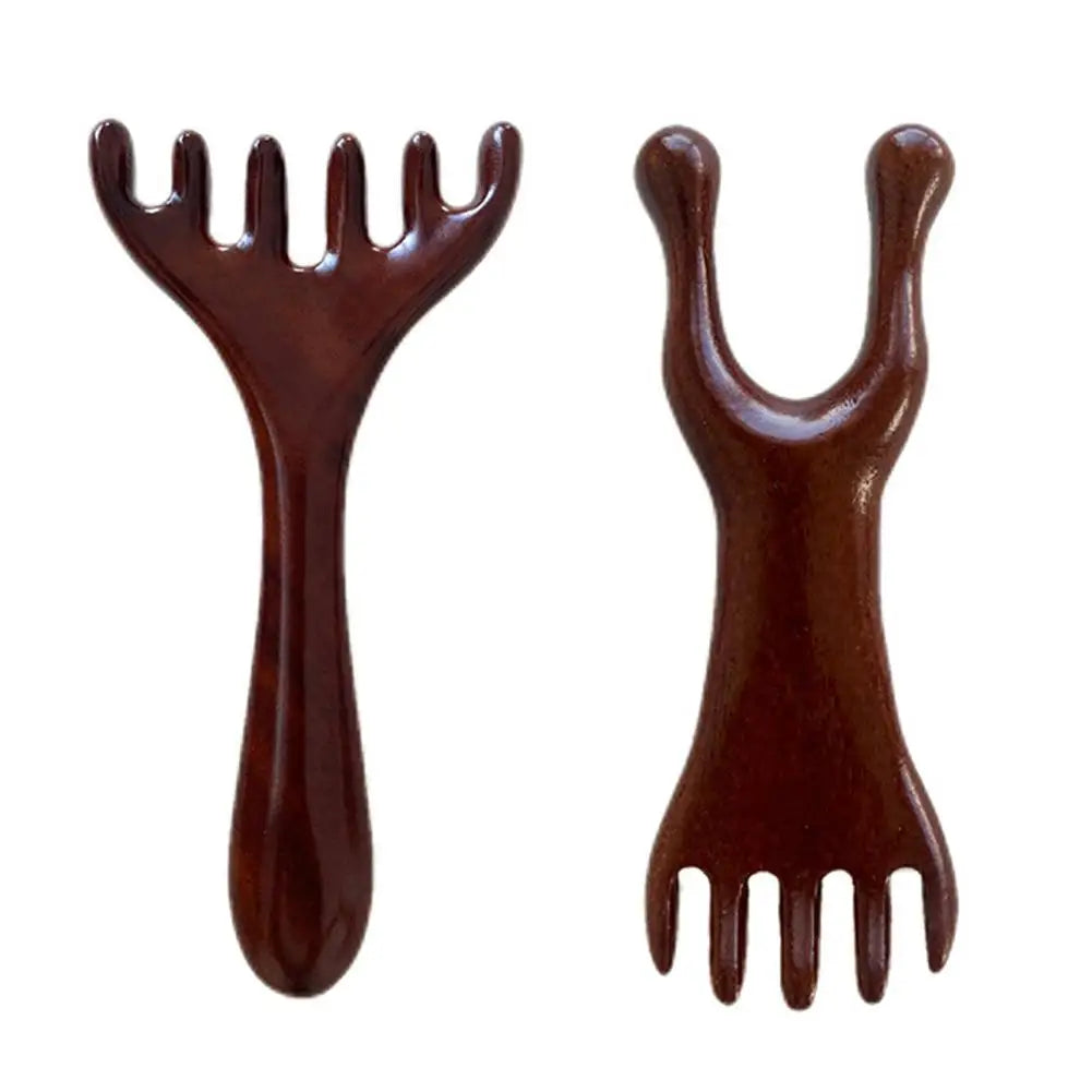 Natural Sandalwood Massage Comb Six-Claw Head Acupoint Massage Gua Sha Tool Neck Face Lifting Scraping Massager
