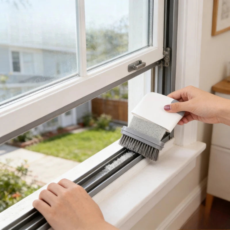 2 In1 Window Track Cleaning Brush Sliding Door Groove Cleaner Pet Hair Remover Multifunctional Home Kitchen Cleaning Accessories