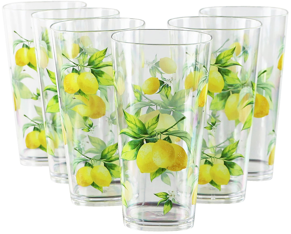 Fresh Lemons, Acrylic Drinkware, 19oz Ice Tea Glass, Set of 6