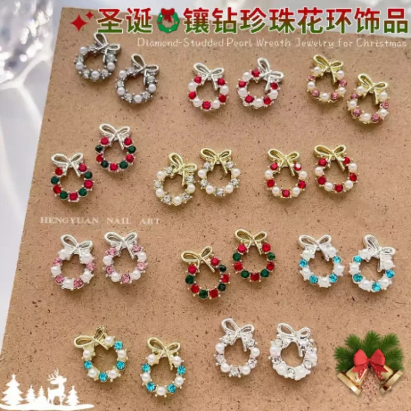 10pc 3D Christmas Bell Nail Art Charms Accessory Bow Gold and Silver Alloy Exquisite Bell Luxury Nails Decorations Supplies DIY