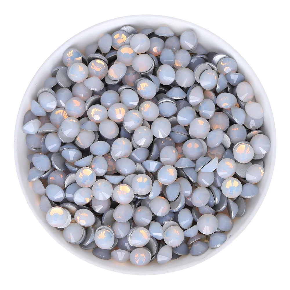 SS3-SS30 White Opal Rhinestone For Clothes Non-hotfix Wedding Accessories Sequin Applique Crystal Nail Rhinestones