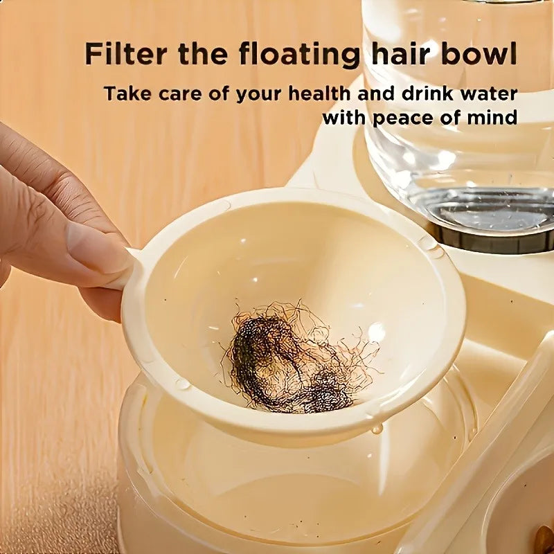 2-in-1 Cat Automatic Feeder Water Dispenser Gravity Pet Food Bowl Wet Dry Separation Storage for Cats Small Dogs Home&Travel