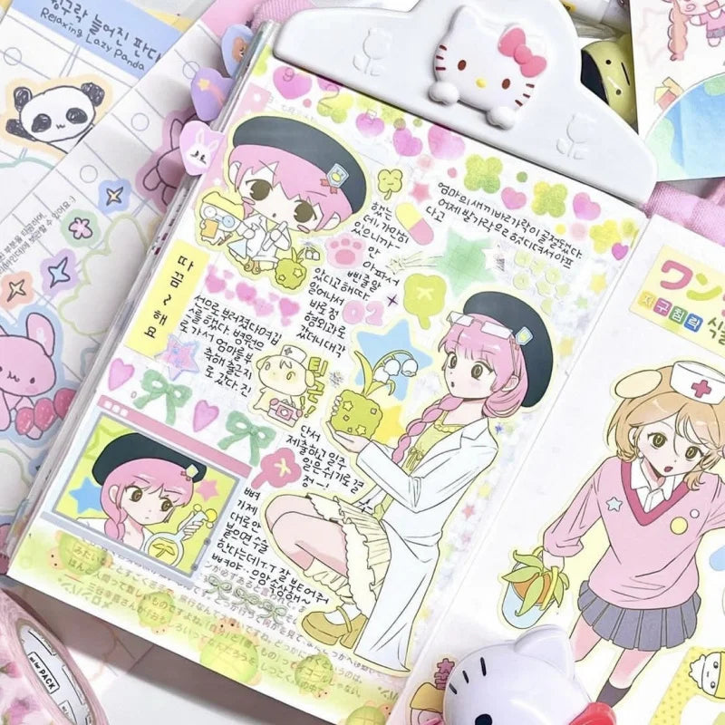 Cute Cartoon Girl Stickers Korea Anime Character Stickers Hand Account Phone Case Planner Diary Scrapbook DIY Decorative Sticker