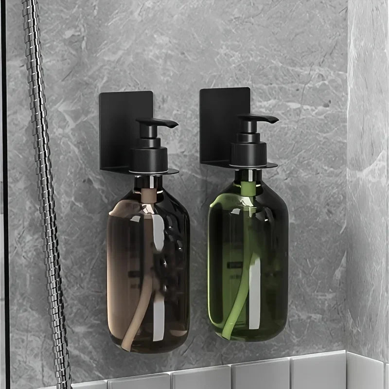 2pcs Stainless Steel Wall-Mounted Bottle Hooks,Refillable Shampoo Container Hanger Bathroom Accessories,Hook For Wall