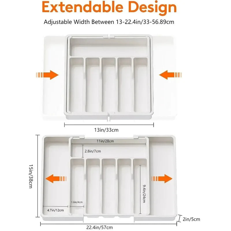 3 Color Upgradation Adjustable FlatwareTableware Organizer Plastic Multifunctional Drawer Organizer for Kitchen Counter Utensils