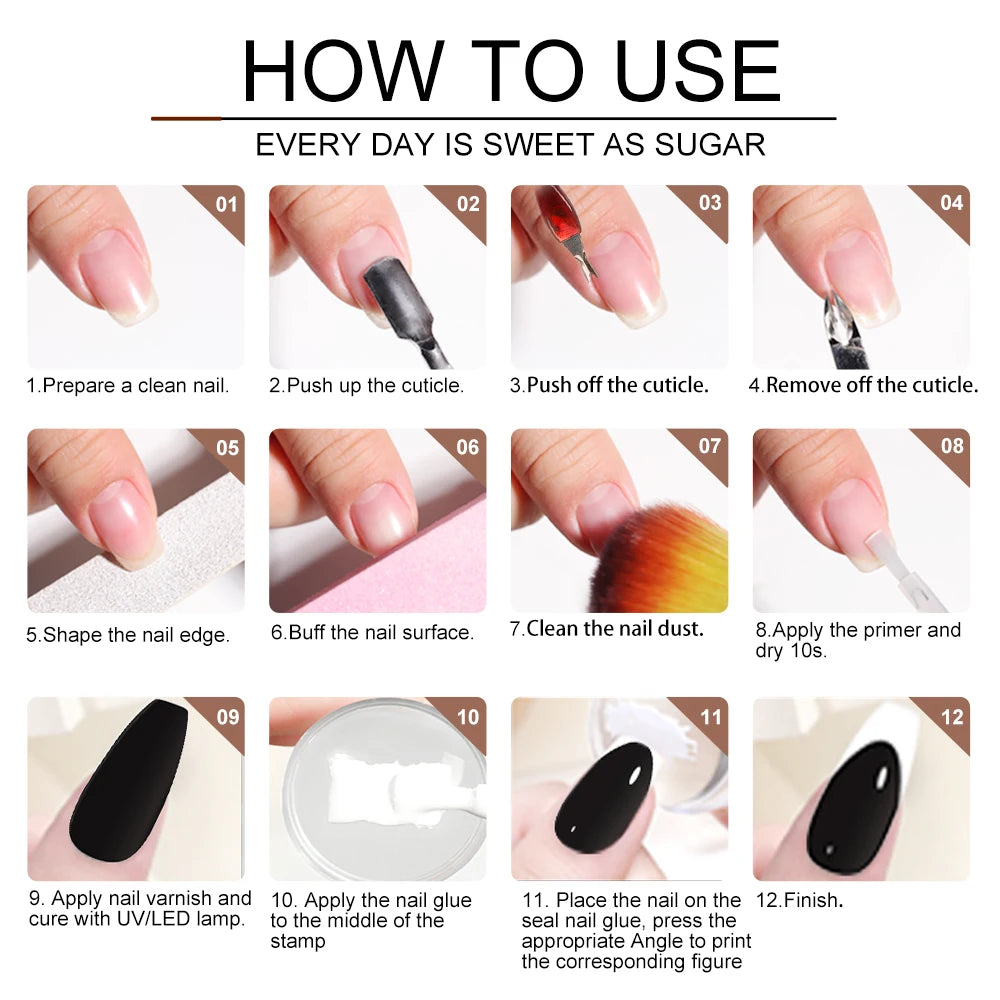 LIMEGIRL 8ml Nail UV Gel Polish Kit With Stamping for Nails French Design Black White Soak Off UV Gel Polish Varnish Manicure