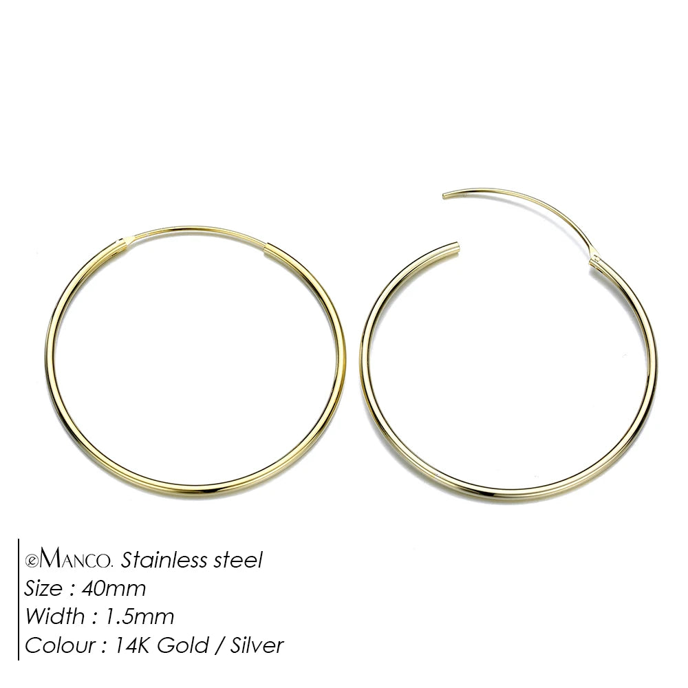 EMANCO Fashion Gold Size Circle Earrings Women's Jewelry Accessories Classic Stainless Steel Earrings Wholesale