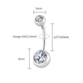 Right Grand ASTM F136 Titanium Bezel CZ Belly Button Ring Hypoallergenic 14G Curved Barbell Navel Piercing Body Jewelry