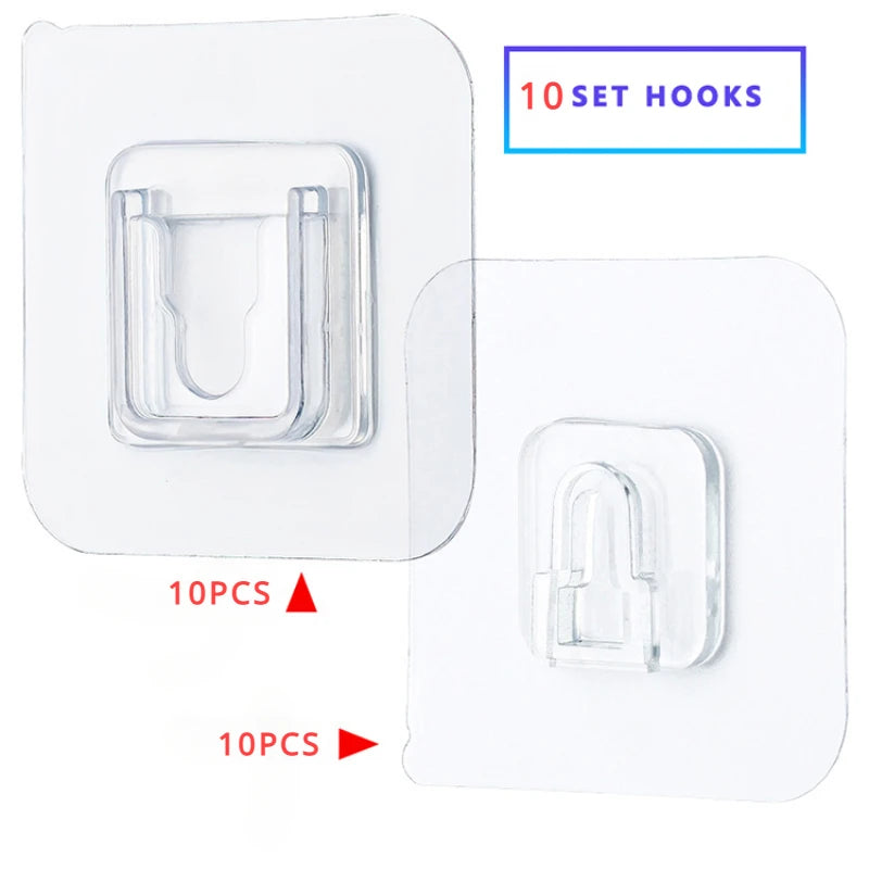 Double-Sided Adhesive Wall Hooks Hanger Strong Transparent Hooks Suction Cup Sucker Wall Storage Holder For Kitchen Bathroom