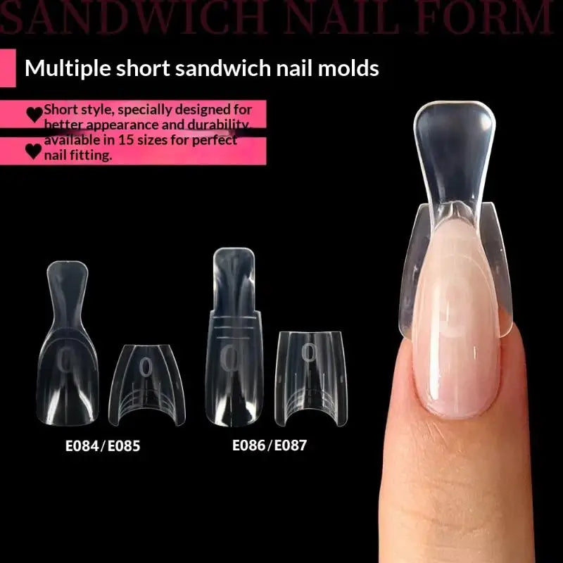 60/240/300Pcs Sandwich Nail Forms 15 Sizes Oval Extension Dual Form No Paper Forms Needed Easy Nail Extensions Manicure Tool