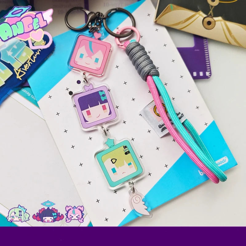 Game Zenless Zone Zero Angels of Delusion Sunna Aria Nangong Uha Cosplay Keychain Acrylic Keyring Key Chain Bag Accessory Prop