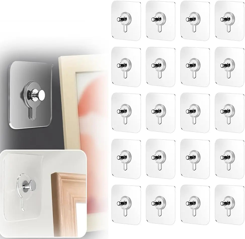 50/10pcs Self-adhesive Wall Hooks for Photo Frame Clock Strong Adhesive Transparent Nails Wall Hook Hangers Hanging Nail Holders