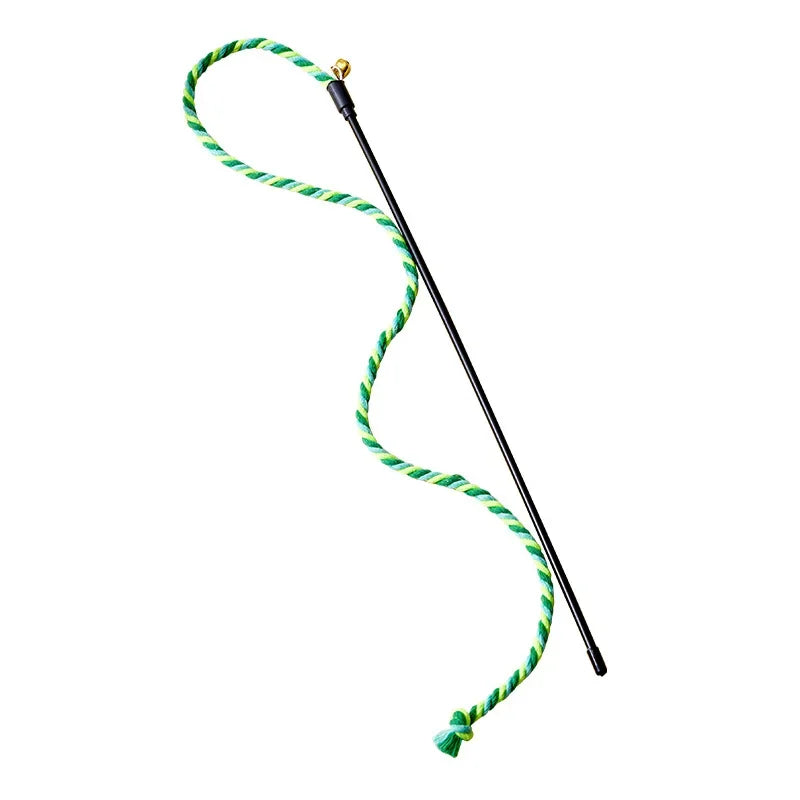 Simulation Feather Interactive Cat Toy Satin Ribbon Bell Cat Stick Toys Kitten Playing Teaser Wand Toy Cat Supplies Accessories