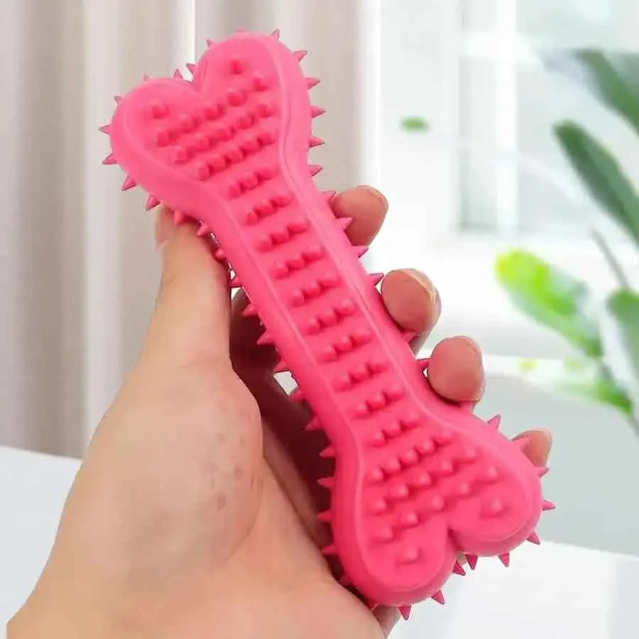 1/3pcs Pet Bone Shaped Dog Chew Toys Teeth Cleaning Chew Toys, Dog Rubber Toothbrush Stick Chew Toys For Training