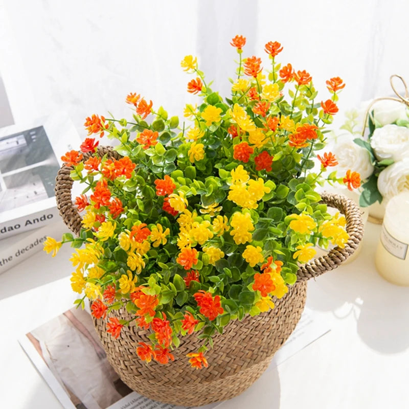 Artificial Plastic Flowers Fake Eucalyptus Plant Wedding Bridal Bouquet Christmas Decor Vase for Home Windowsill Bonsai Festival
