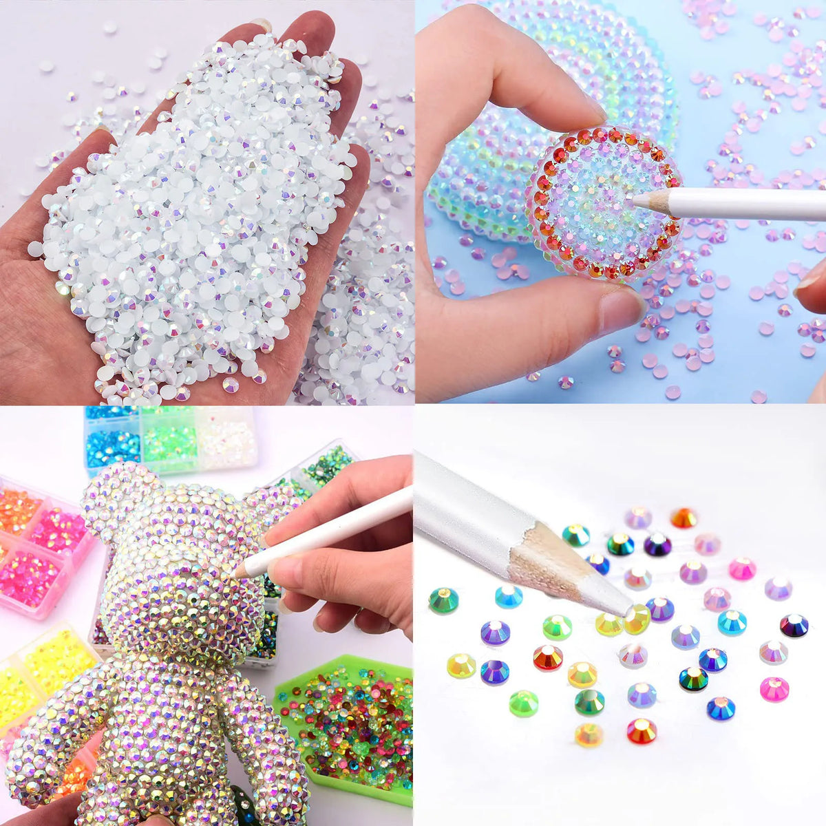 White AB Flatback Resin Jelly Rhinestones 2mm 3mm 4mm 5mm 6mm Drill Faux Gems Bead for Crafts DIY Nail Art Charms Supplies