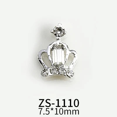 10pcs New Crown Alloy Zircon Nail Art Charms Silver Shinny Crystals Jewelry Hot Sale Nails Decoration 3D Manicure Accessories %2