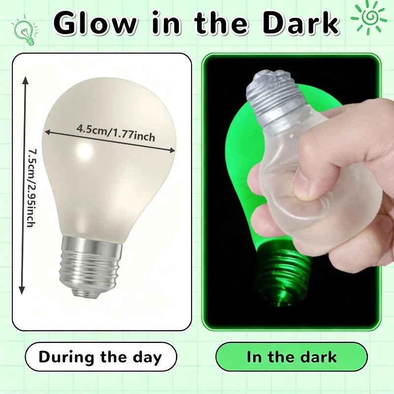 1~6Pcs Squishy Light Bulb Maltose Luminous Squeeze Toy Slow Rebound Sensory Fidget Toy Anxiety Relief Funny Decompression Gift