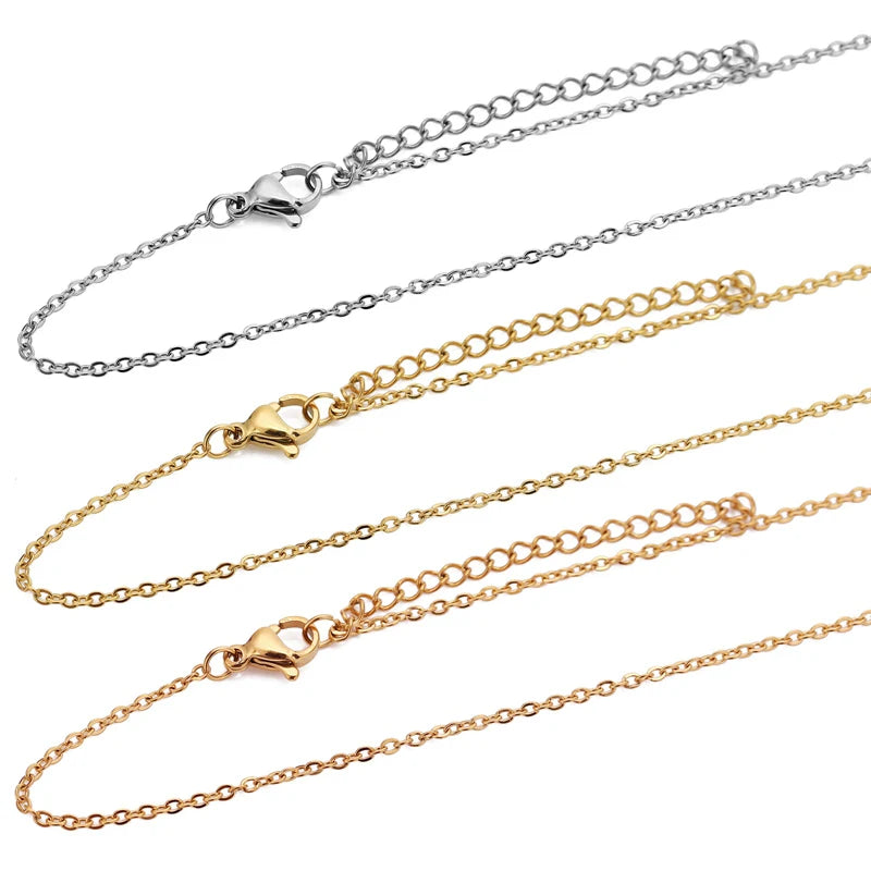 10pcs Stainless Steel Gold Color Cable Link Chains for DIY Women Necklace Jewelry Making Supplies Wholesale Chain In Bulk
