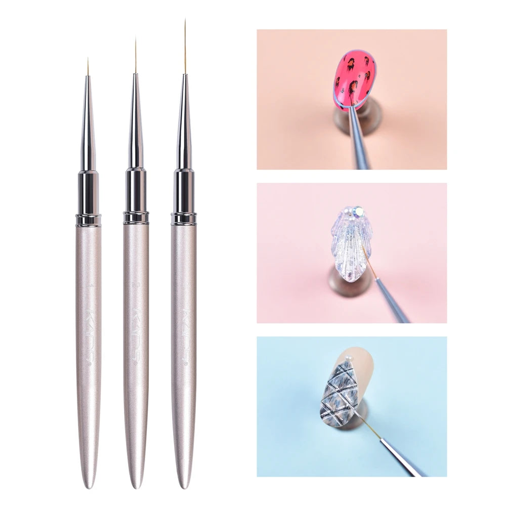 KADS Gel Liner Nail Art Brush 8/15/20mm 100% Kolinsky French Stripe Thin Pincel Liner Nails Brush DIY Drawing Painting Pen