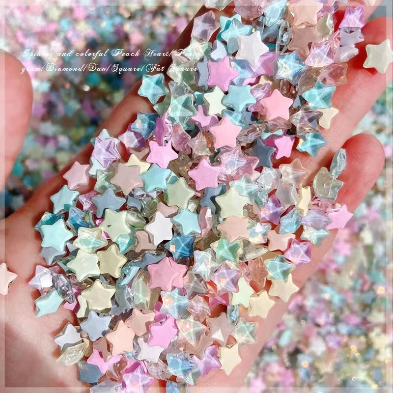 50pcs Mocha Star/love Nail Charms 3MM Star Charms for Nails 3D Mini Nail Rhinestones nail art Color Nail Gems nails accessories