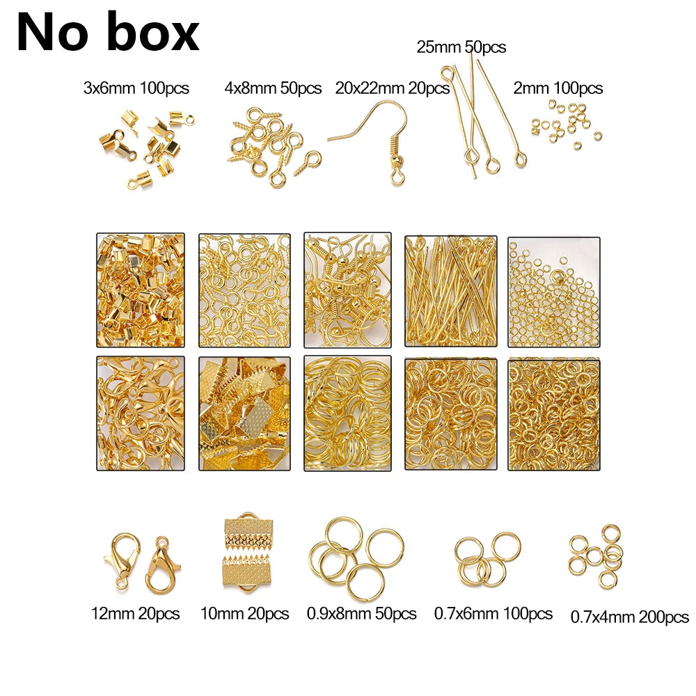 Alloy Accessories Jewelry Findings Set Repair Tools Lobster Clasp Open Jump Rings Earring Hooks for DIY Jewelry Making Supplies
