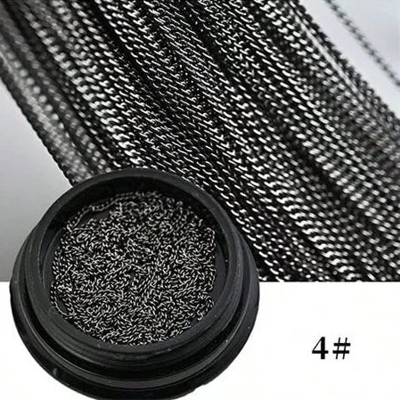 1M 1mm Metal Flat Chain Gold Silver Studs Nail Art Decorations Chains DIY Manicure Jewelry Accessory Nail Charms Gems Supplies