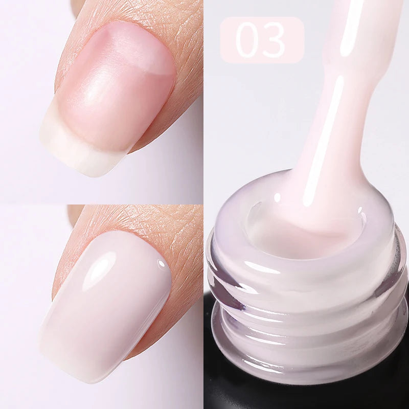 BORN PRETTY Milky White Rubber Base Gel Polish 15ml Soft Building Base Soak Off UV LED Nail Gel Strength for Natural Manicure