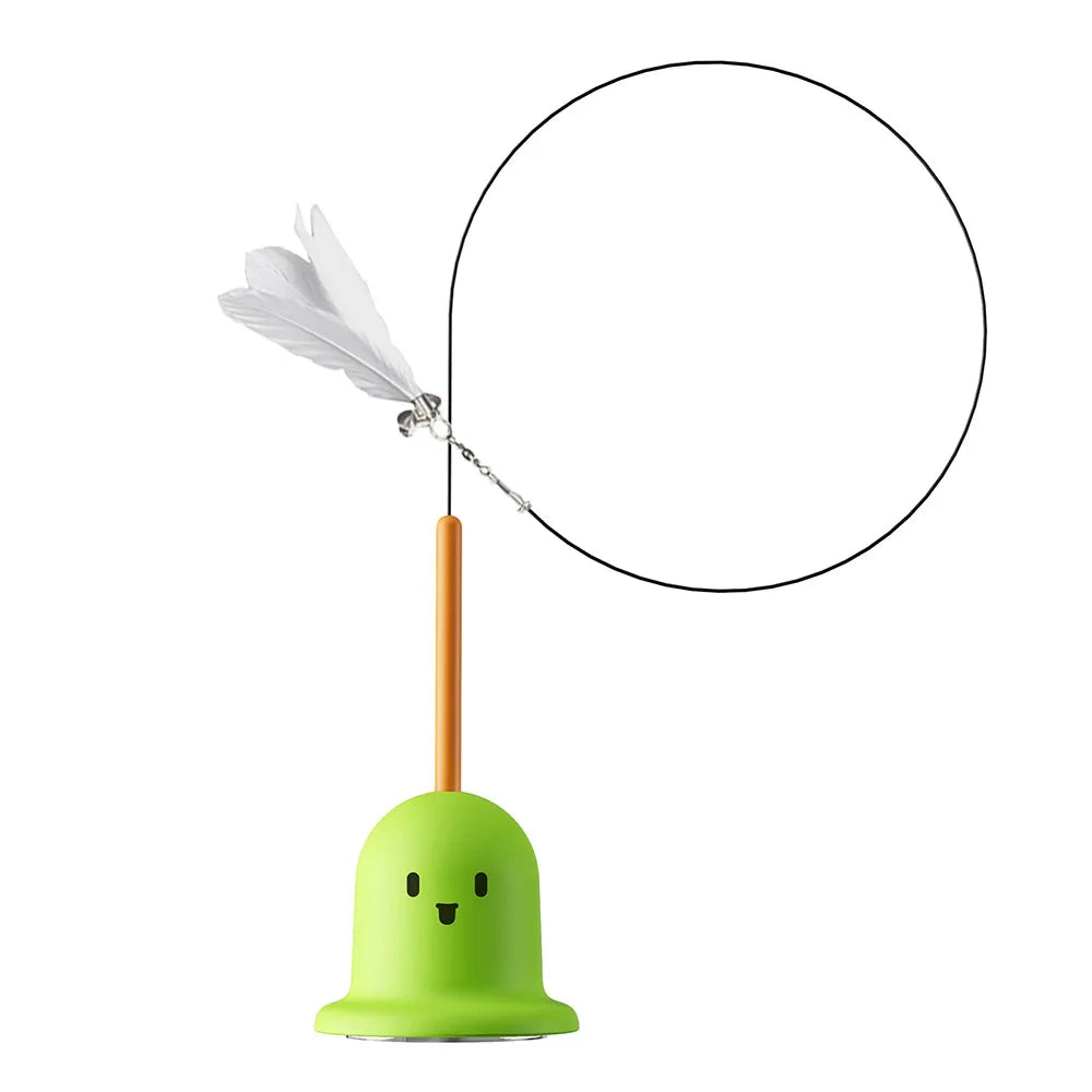Cartoon Suction Cup Cat Teaser Wand - Bite-Resistant Feather Bell, Long Stick for Kittens Self-Play