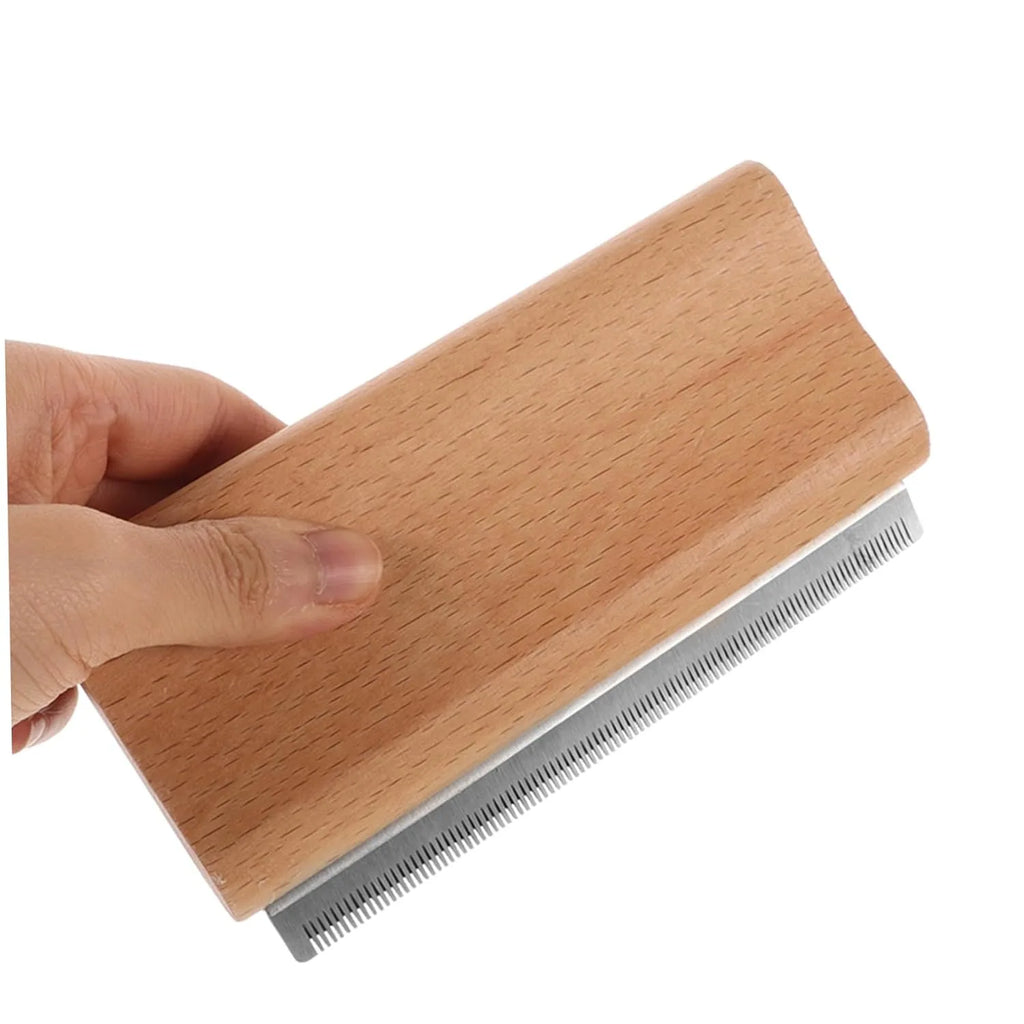 Wood Pet Grooming Brush Comb - Self Cleaning Powerful Floating Hair Removal Tool for Cats Dogs Horses Long Hair Shedding