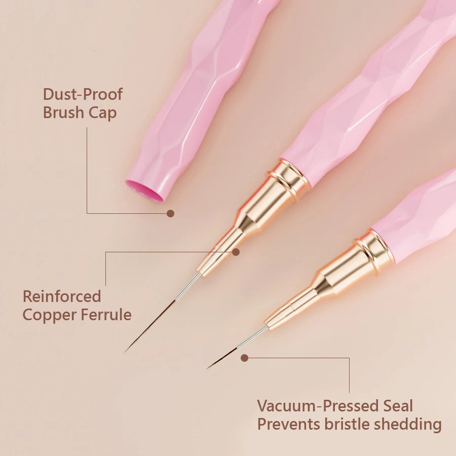 5Pcs Liner Brush Set Acrylic Nail Art Brush, Ultra Fine Tips Pen for Striping Drawing Detailing Manicure Tool