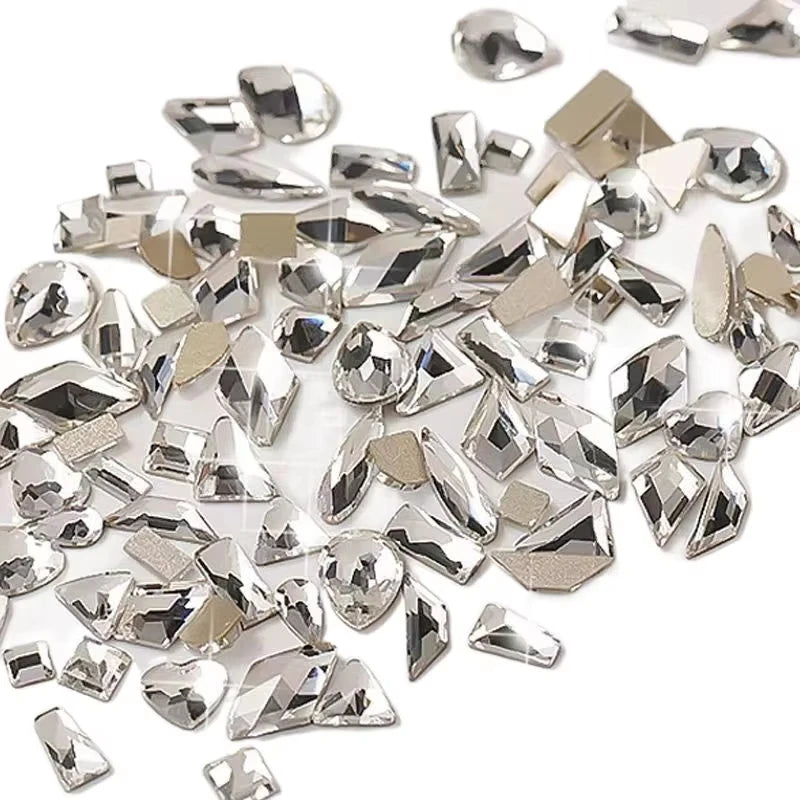 200/50PCS 3D Nail Rhinestones Flat Back Mini Diamond Stone Gems Glass Clear Crystal Nail Art Charms DIY Manicure Accessories