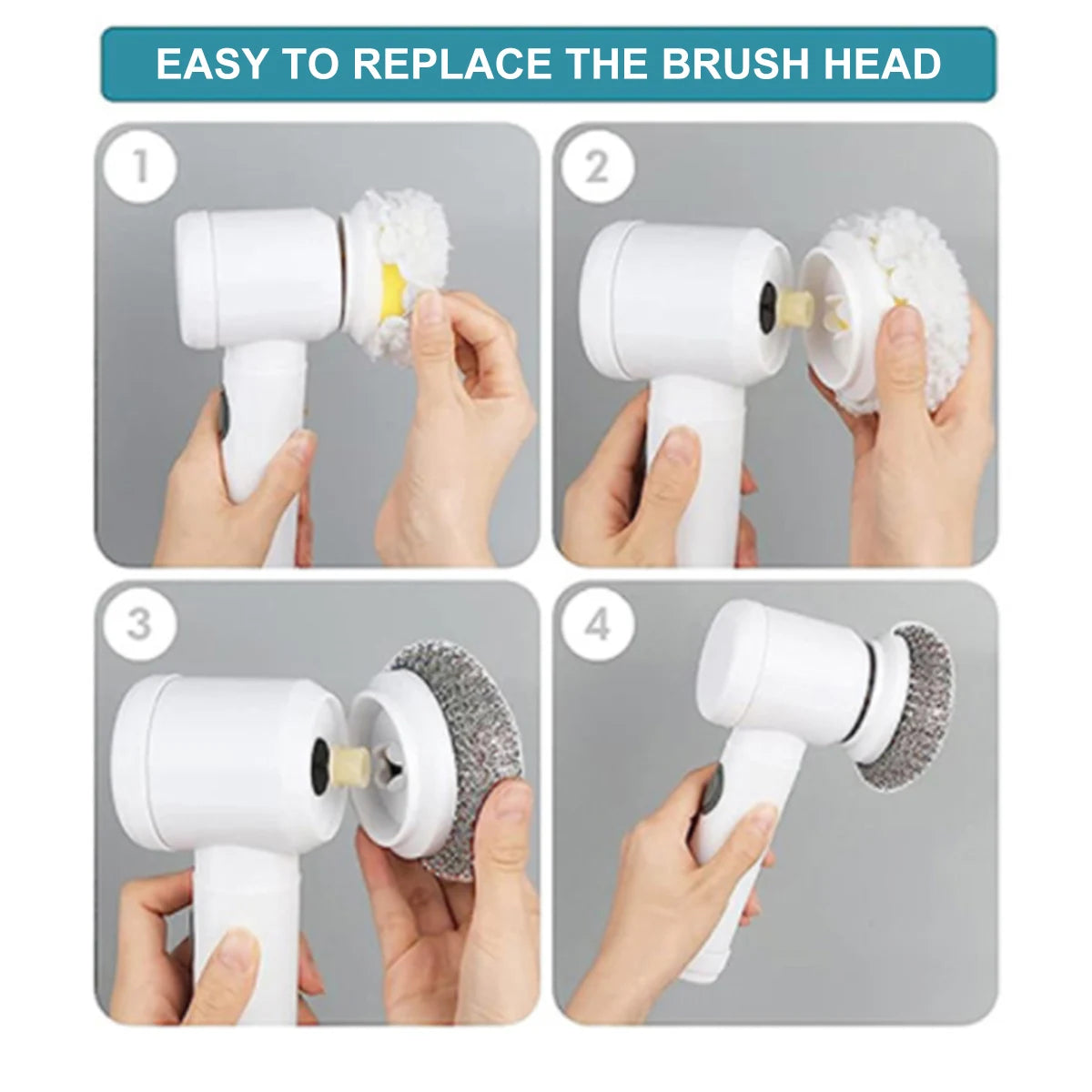 5pcs Replaceable Brush Heads Accessories Kit For Electric Spin Scrubber, Cleaning Accessories, Cleaning Supplies