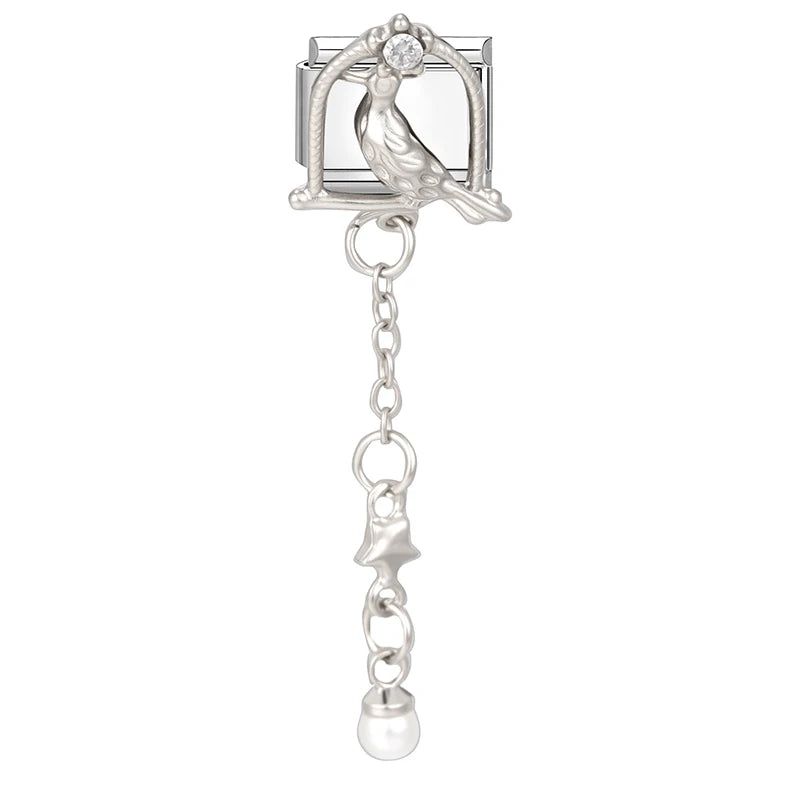 2026 Wholesale Love Heart Lock Bright Zircon Long Pendant Italian Charm Links Fit 9mm Stainless Steel Bracelet DIY Making Gifts