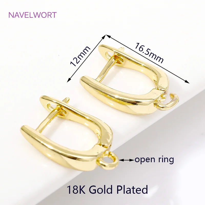 DIY Earring Making Accessories 18K Gold Plated Smooth Earring Hook Clasps Brass Metal Earwires Hooks,Jewelry Making Supplies