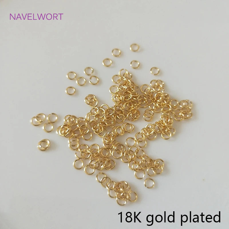 Multi Size 14K/18K Gold Plated Open Jump Ring Connecting Rings For Jewelry Making Supplies Brass Split Rings Jewelry Accessories