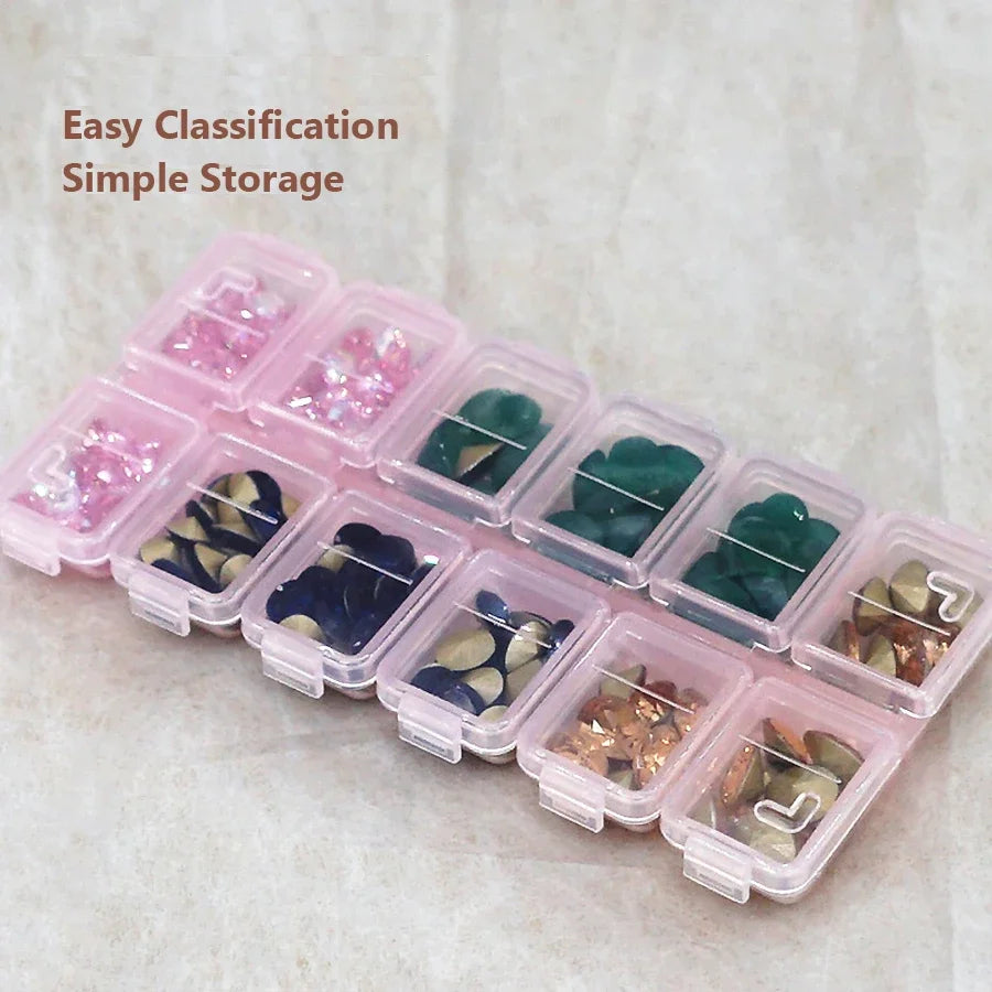 12 Compartments Plastic Rhinestone Organizer Case Nail Art Tool Jewelry Storage Box Beads Parts Containers for Craft Supplies